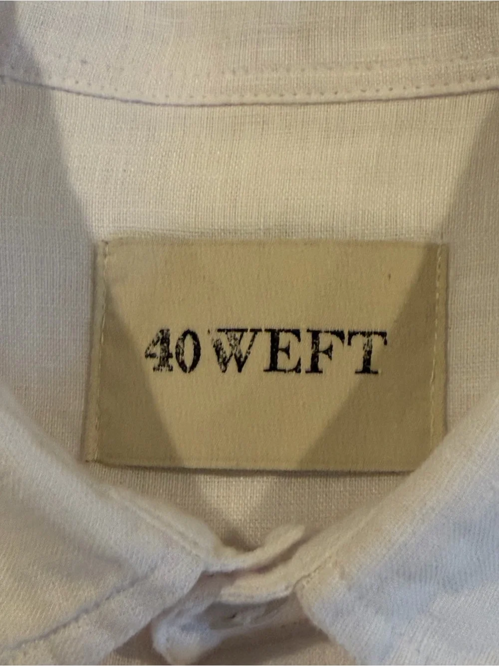 40weft Cream Button-Down Shirt with Black Embroidered Dots
